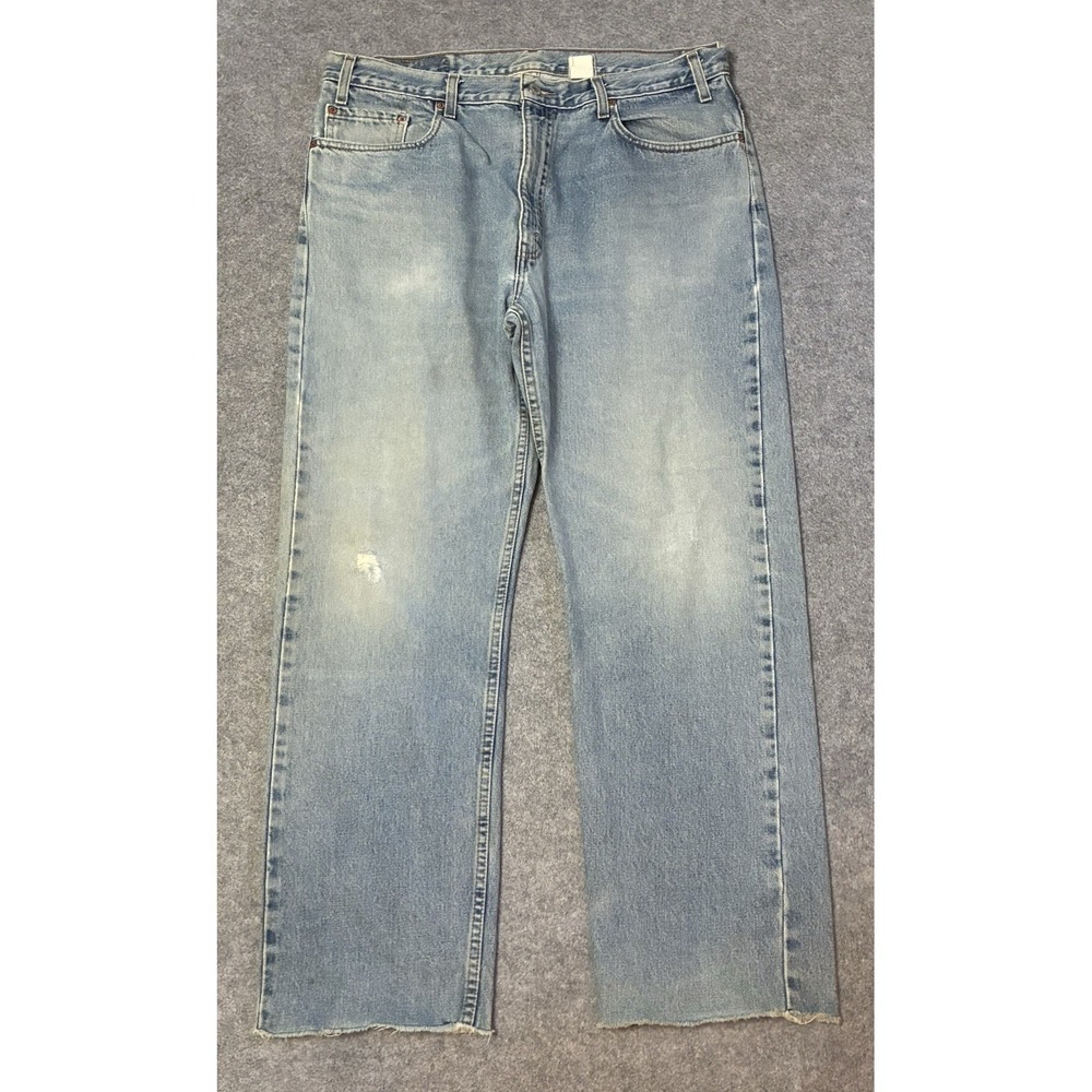 Vintage Levis 505 Jeans Mens 36x30 Denim Blue Distressed Straight Leg 90s Y2K